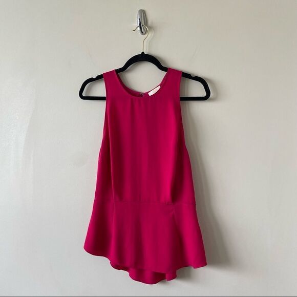 Aritzia-wilfred Raspberry Keyhole Back Peplum Tank Blouse (Size:Small) - Picture 3 of 10